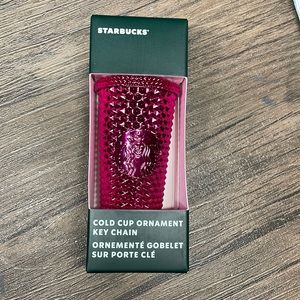 Starbucks Cold cup studded ornament keychain pink color